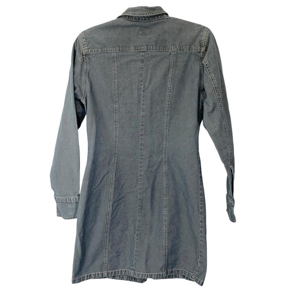 Calvin Klein Jeans Shirtdress Womens 6 Blue Snap Buttons Y2K Vintage Denim - Picture 2 of 8